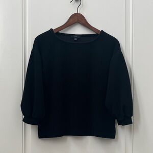 J. Crew Black Balloon Sleeve Top
